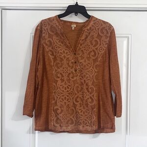 Reba Terracotta Embroidered Blouse